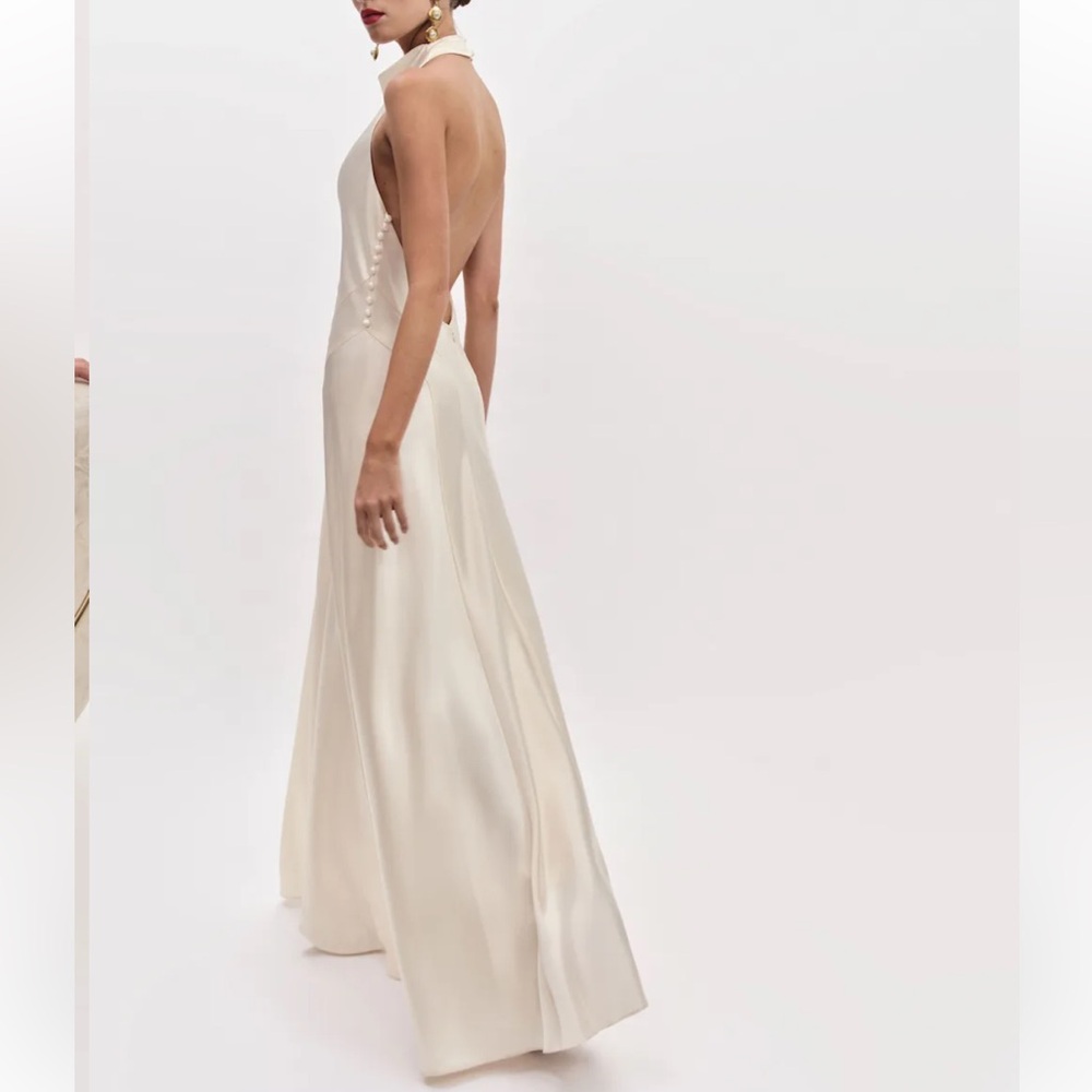 Reformation Roy Ivory Halter-Back Maxi Gown - Picture 2 of 9